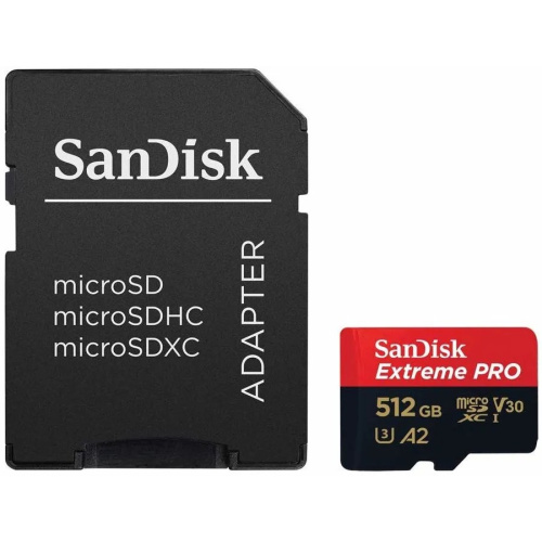 Карта памяти SanDisk (SDSQXCD-512G-GN6MA) 512GB microSDXC Class 10 UHS-I A2 C10 V30 U3 Extreme Pro (SD адаптер) 200MB/s