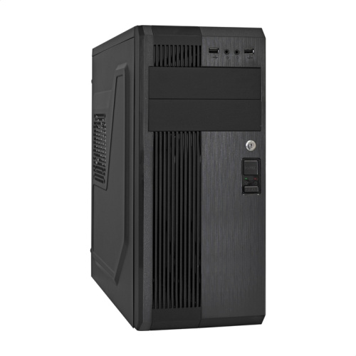 Корпус ExeGate UN-605B-UNS45 EX299343RUS Miditower (ATX, БП UNS450 с вент. 12см, 2*USB, аудио, блокировка, черный)