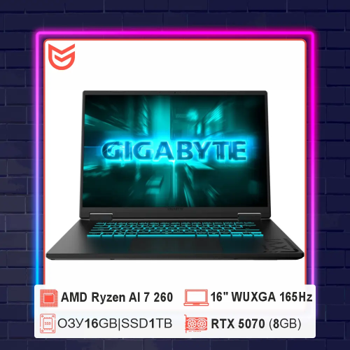 16" Gigabyte Gaming A16 GA63H 3WHK3KZ894SD Black