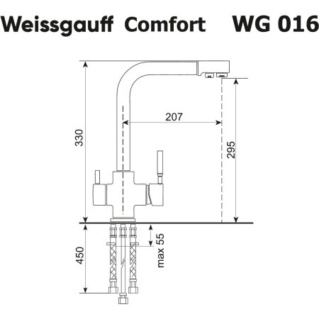 Смеситель для кухни Weissgauff WG 016344 Comfort Deep Space