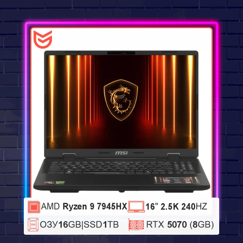 MSI Crosshair A16 HX D7WGKG-029CN Ryzen 9 7945HX RTX5070 16GB 1TB IPS IPS 2.5K 240Hz (черный)