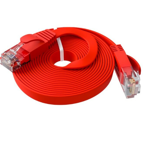 Патч-корд Greenconnect Prof GCR-52851 плоский прямой 10.0m, UTP медь RJ45, кат.6, красный