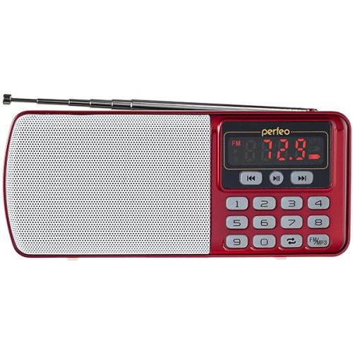 Радиоприемник цифровой Perfeo Егерь FM+ 70-108МГц/ MP3/ питание USB или BL5C/красный (i120-RED)