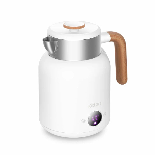 Электрочайник KitFort КТ-6724 белый и дерево