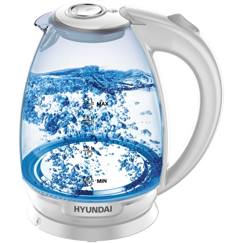 Электрочайник Hyundai HYK-G2409 белый/серебристый