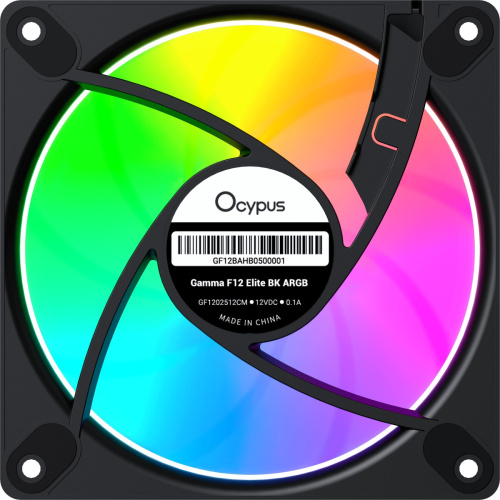 Вентилятор Ocypus Gamma F12 Elite BK ARGB 3 in 1, 120x120x25mm, 4-Pin PWM, 600-1800 RPM, 26 DBA Max, Hydro Bearing