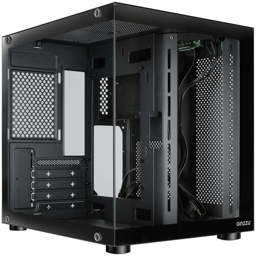 Корпус Ginzzu V100 закаленное стекло 1*USB 3.0,1*USB 2.0, AU mATX