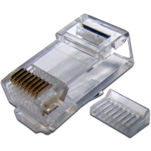 Коннектор LANMASTER (TWT-PL45-8P8C-V) RJ45 UTP 8P8C, универсальный, со вставкой, cat.5e, 100 шт.