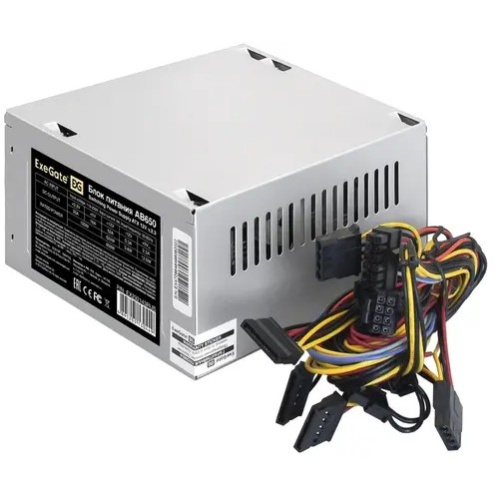 Блок питания ExeGate AB650 EX292143RUS-PC 650W (ATX, PC, 8cm fan, 24pin, 4+4pin, PCI-E, 3xSATA, 2xIDE, кабель 220V в комплекте)