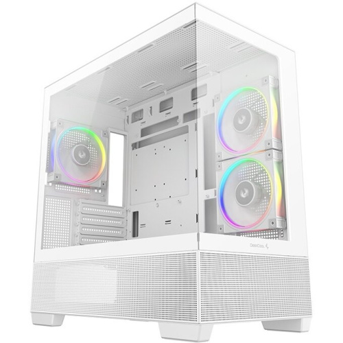 Корпус Deepcool CG380 3F WH без БП, боковое окно (панорама), 3x120mm ARGB PWM вентилятора, белый, mATX