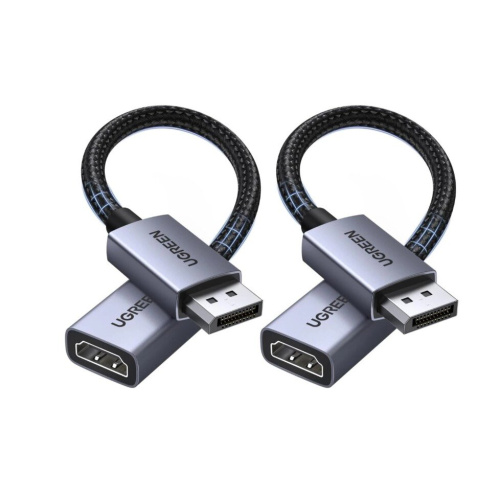 Кабель UGREEN DP133 (65982) DisplayPort to HDMI 4K Cable 2шт. Длина 20см серый космос
