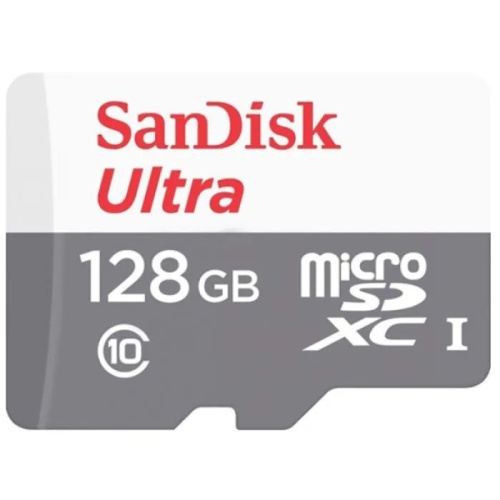 Карта памяти SanDisk Ultra (SDSQUNR-128G-GN3MN) microSDXC 128GB Class 10, UHS-I, R 100 МБ/с, адаптер на SD