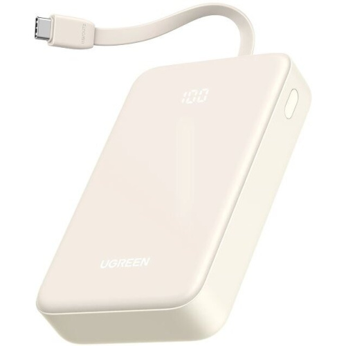 Внешний аккумулятор UGREEN PB505 (35340) 20000mAh Quick Charging Power Bank 20W Build-in USB-C Cable -White