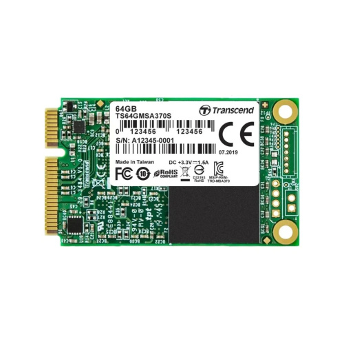 SSD Transcend MSA370S (TS64GMSA370S) 64 Гб, mSATA SATA III MLC, темп. режим от 0С до +70С