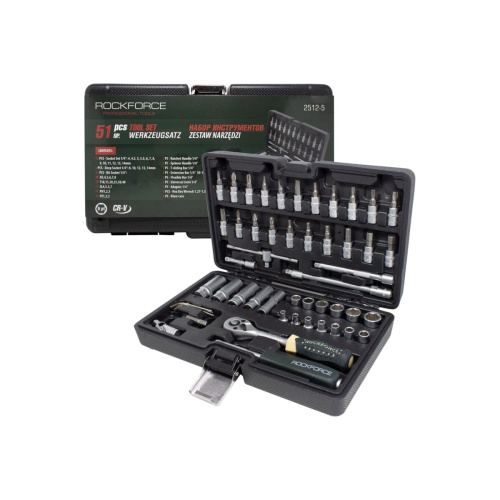 Набор инструментов Rockforce RF-2512-5(11867) 1/4"DR с 6-гранными головками 51пр.