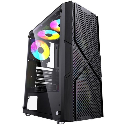 Корпус Powercase Mistral T4B (CMITB-L4), Tempered Glass, 4X 120MM 5-Color FAN, black, ATX
