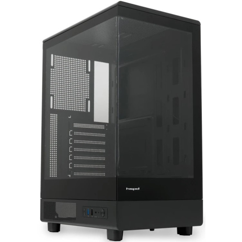 Корпус HSPD F510 (F510-TGBK), без БП, Panoramic Mid Tower, Black, TG, 0.5 SPCC, no fans ATX, mITX 180/280/160mm 1x2.5", 7xPCI 1xUSB-A 3.0, 1.0