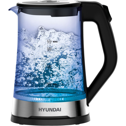 Электрочайник Hyundai HYK-G3401 черный/серебристый