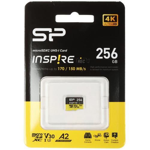 Карта памяти Silicon Power Inspire SP256GBSTXLA2V1NSP microSDXC 256GB V30 A2 + adapter