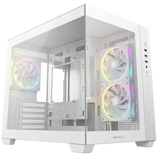 Корпус Deepcool CG330 3F WH без БП, боковое окно (панорама), 3x120mm ARGB PWM вентилятора, белый, mATX