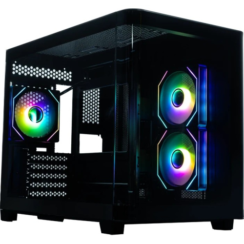 Корпус XASTRA QR500M 3ARGB C10-UC (QR500M-3FM12A-C10-UC) Black mATX/Aquarium/ 2 Curve Glass/3x120mm ARGB PWM FM fans/ Argb+PWM HUB 10port /Type-C