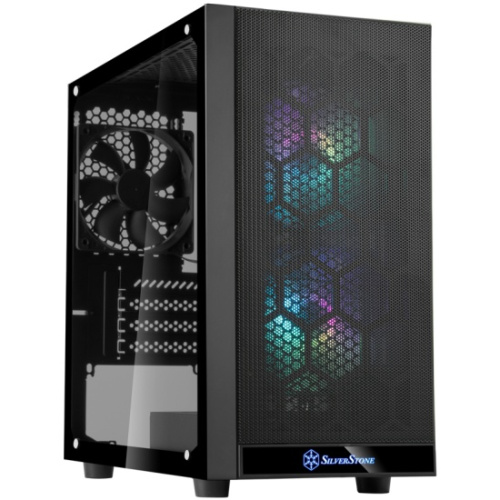 Корпус Silverstone SST-PS15B-PRO Precision Mini Tower Micro ATX Computer Case, tempered glass, 2x 120mm ARGB, 1x ARGB Controller, black
