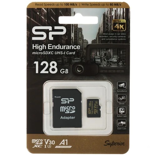 Карта памяти microSDXC Silicon Power SP128GBSTXDV3V1HSP 128GB High Endurance V30 A1 + adapter