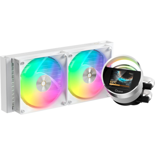 СВО Ocypus Sigma L24 WH ARGB, 240mm, LCD Pump 2.4", 2x120mm ARGB fans, LGA115X/1200/1700/18XX, AM4/AM5