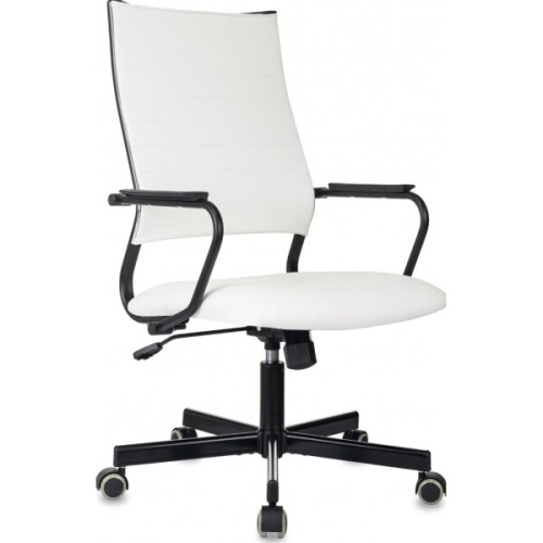 Кресло руководителя Бюрократ CH Balance W-PU белый экокожа крестов. металл черный