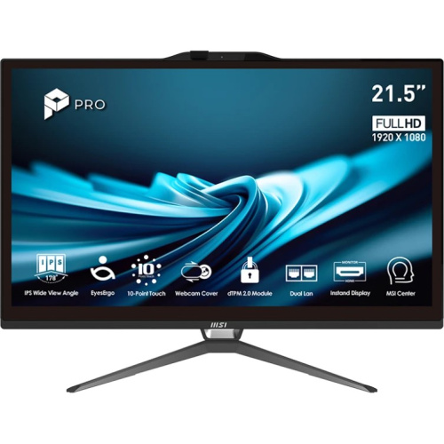 Моноблок MSI Pro AP222T 14MA-642XRU (9S6-AC0151-642) Full HD Touch i5 14400 (2.5) 16Gb SSD512Gb UHDG 730 CR NoОС 2xGbitEth WiFi 120W клав/мышь Cam чер