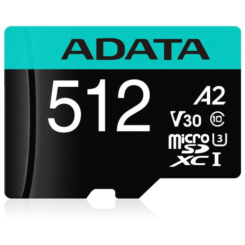 Карта памяти A-Data Premier Pro (AUSDX512GUI3V30SA2-RA1) microSDHC 512Gb Class10 + adapter