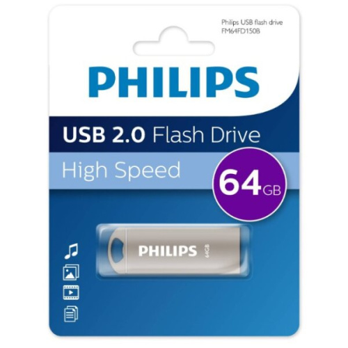 USB-флешка PHILIPS FM64FD150B/97 64GB Iron 2.0 64GB, USB 2.0