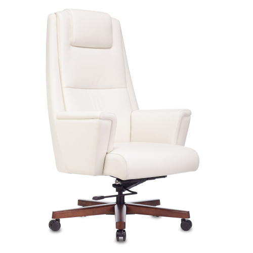 Кресло руководителя Бюрократ Duke/White белый кожа крестовина металл/дерево
