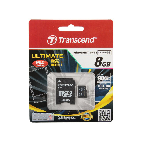 Карта памяти Transcend microSDHC 8GB Class 10 UHS-I Ultimate,600x TS8GUSDHC10U1