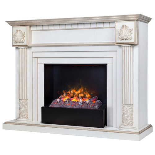 Электрокамин RealFlame Imperia 26/33 WT белый дуб с золотой патиной с очагом 3D Cassette 630