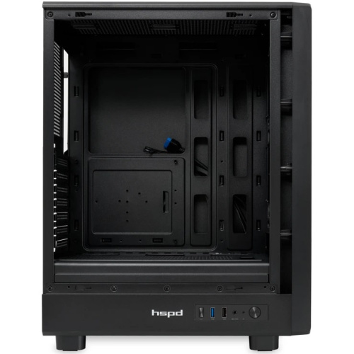 Корпус HSPD M510 (M510-TGBK), без БП, Mesh Mid Tower, Black, TG, 0.5 SPCC, no fans ATX, mITX 180/280/160mm 1x2.5", 7xPCI 1xUSB-A 3.0, 1.0 517x