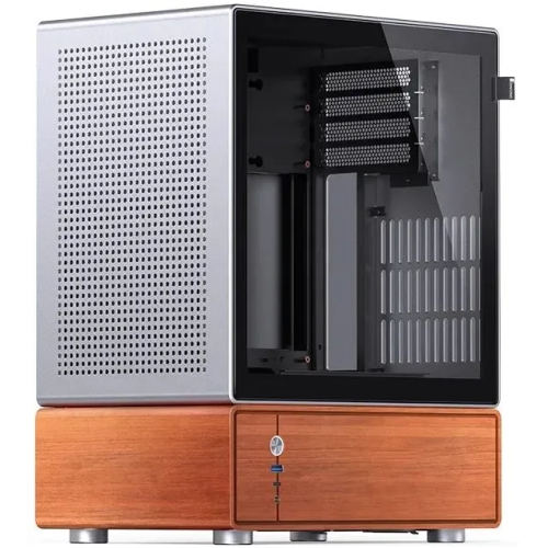 Корпус JONSBO T7 Silver без БП, боковая панель из закаленного стекла, mini-ITX, micro-ATX, серебристый