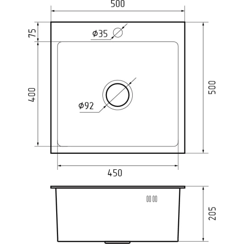Кухонная мойка GranFest 5050 PVD нержавеющая сталь, графит