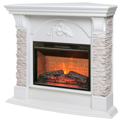 Электрокамин RealFlame Athena Corner GR белый с очагом Irvine 24