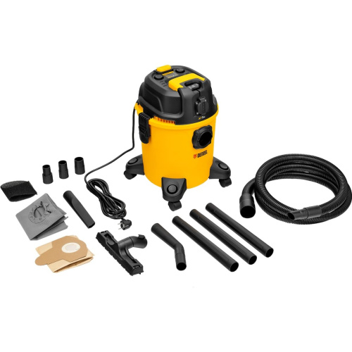 Строительный пылесос DENZEL RVC20 желтый, без АКБ, без ЗУ (28202)