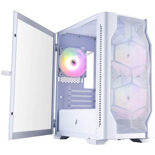 Корпус 1STPLAYER DK D4-M ARGB White (D4-M-WH-2F7-14-W-1F7-W) / mATX / 2x140mm 1x120mm ARGB fans