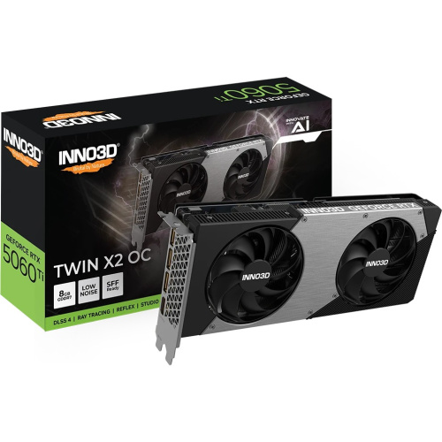 Видеокарта INNO3D RTX 5060 Ti Twin X2 OC (N506T2-08D7X-193075N)/RTX5060Ti, HDMI, DP*3, 8G,D7