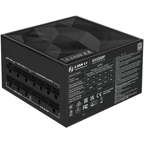 Блок питания Lian Li SX1200P (G9P.SX1200P.B000.RU) / Black / ATX 3.1, 1200W, 80 Plus Platinum, PCIe 5.1, APFC, 120mm FDB Fan, Fully Modular