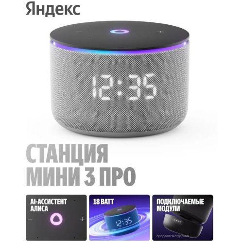 Умная колонка ЯНДЕКС Станция Мини 3 Про Алиса YNDX-00059GRY серый