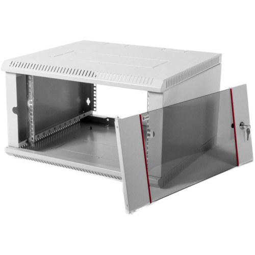 Шкаф коммутационный ЦМО ШРН-Э-9.500 серый 9U 600x520мм пер.дв.стекл несъемн.бок.пан.