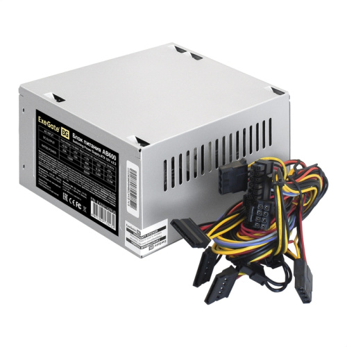 Блок питания ExeGate AB600 EX292142RUS 600W (ATX, 8cm fan, 24pin, 4+4pin, 3xSATA, 2xIDE, FDD)