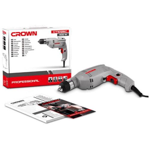 Дрель безударная CROWN CT10126C (400 Вт,БЗП)