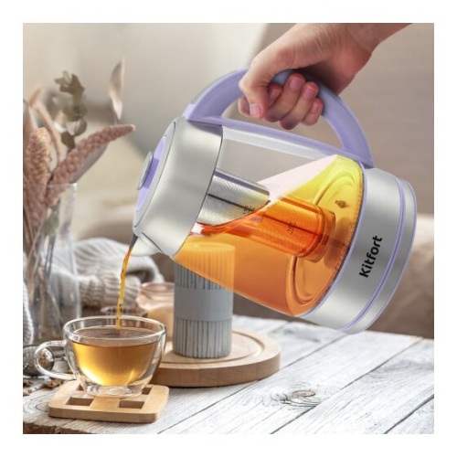 Чайник электрический Kitfort КТ-6624 1.7л. лавандовый/нерж (корпус пластик/стекло)