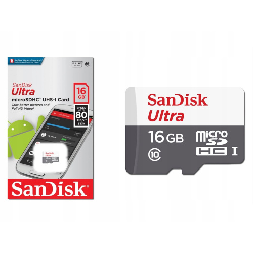 Карта памяти Sandisk microSDHC 16Gb Class10 SDSQUNS-016G-GN3MN Ultra 80 w/o adapter