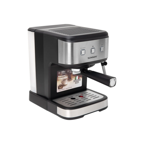 Кофеварка рожковая SONNEN CM8501 (456335) черная/серебро
